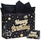 ZGORENDZ 14 Large Gift Bag Gold Foil Happy Birthday Party Bag with Tissue Paper Card Envelope Gift Tag