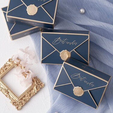 POTTIIS 20Pcs Candy Box Cookie Gift BoxesRomantic Wedding Favors Cute Chocolate Box for Wedding Bridal Birthday Party Supplies Blue