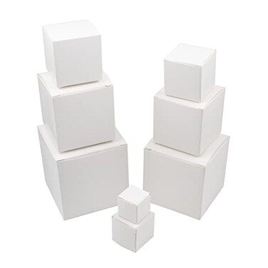 KeaJuidy Nesting Gift Boxes Prank Gift Box Surprise Birthday Box White Small Square Paper Boxes Box Inside A Box Gift Set Gift for Christmas Birthday Wedding 8 Nesting Cartons 124 Inch
