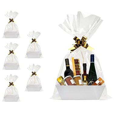 funsky Basket For Gifts Empty 5 Pk White Empty Gift Baskets To Fill Sturdy Cardboard Tray With Handles Large Gift Baskets Empty Bulk For Beautiful Gifts Christmas Easter Bridesmaid Wedding