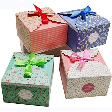 Chilly Gift Treat Boxes 20 Pack Gift Boxes with Ribbons for Cake Cookies Goodies Candy Handmade Bath Bombs Shower Soaps for Party Christmas Birthdays Weddings Flower Patterned