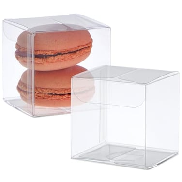 Juvale Wedding Favor Boxes 100Pack 2 x 2 x 2 Clear Plastic Transparent Gift Boxes for Macarons Cookies Treats