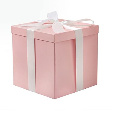 RUSPEPA Medium Birthday Gift Box with Lids Ribbon and Tissue Paper Collapsible Gift Box 1 Pcs 10x10x10 Inches Pink