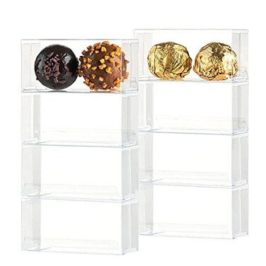 SLShePack 100 Pack 31 x 15 x 15 inches Clear Samll Chocolate Boxes for 2 Truffles Wedding Favor Party Candy Gift Boxes