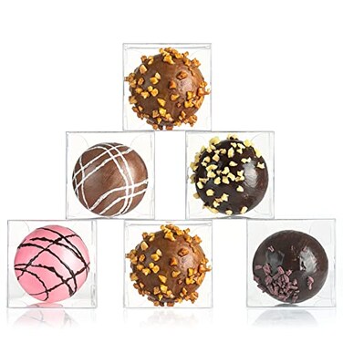 SLShePack 70 PCS 157 x 157 x 157 Inch Clear Single Chocolate Truffle Boxes Small Candy Boxes for Party Wedding