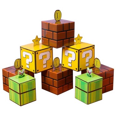 SUYEPER Water Pipe Question Brick Treat Boxes Snack Goody Cardboard Bag Birthday Party Favors Decorations Gift Wrap Boxes 12PCS
