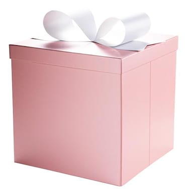 LaRibbons Large Gift Boxes with Lids 10x10x10 Inches Pink Square Foldable Gift Boxes for Valentines Day Birthday Wedding Baby Shower Party All Occasion