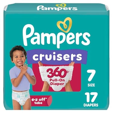 Pampers Diapers Cruisers 360 Size 7 17 Count Babyproof up to 100 Leakproof PullOn Diaper Packaging May Vary
