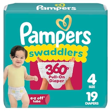 Pampers Diapers Swaddlers 360 Size 4 19 Count up to 100 Leakproof Comfy Dry Fit Designed for Easy Changes Pull On Baby Diaper