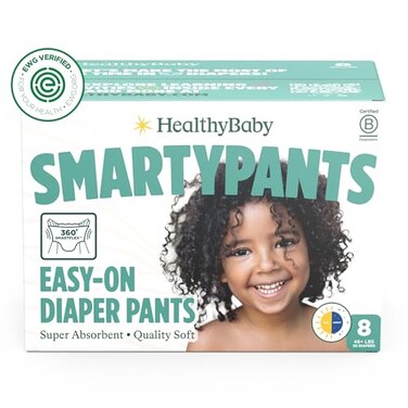 HealthyBaby Size 8 Pull Up Style Training Pants 30 Count Easy PullOn TearAway Design for Potty Training Leak Protection for Active Toddlers EWGVerified Safe PlantBased