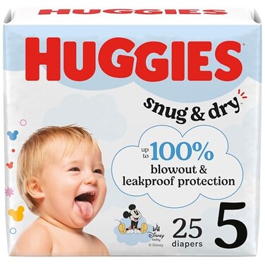 Huggies Size 5 Diapers Snug Dry Baby Diapers Size 5 27 lbs 25 Count Packaging May Vary