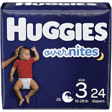 HUGGIES Nighttime Baby Diapers Overnites White Size 3 24 Count