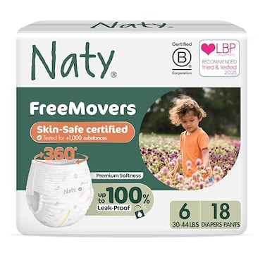 Naty FreeMovers Pull Up Training Pants for Sensitive Skin Hypoallergenic Potty Training Underwear Absorbent LeakProof for Toddler Soft Unscented Size 6 4T5T 3044 lbs 18 Count