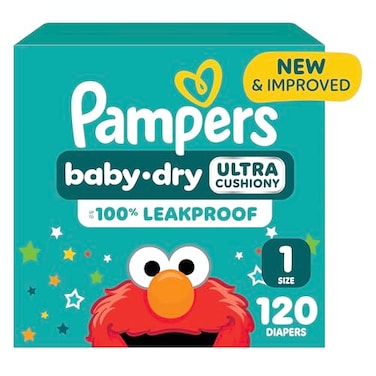 Pampers Diapers Baby Dry Size 1 120 Count Absorbent Disposable Infant Diaper Packaging May Vary