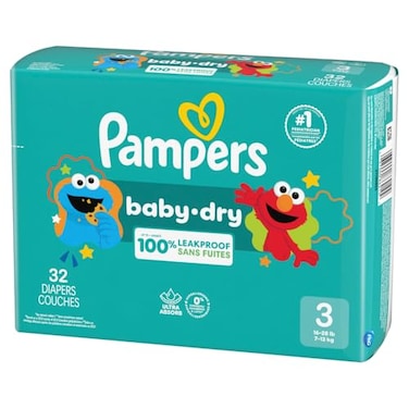 Pampers Diapers Baby Dry Size 3 32 Count Absorbent Disposable Infant Diaper Packaging May Vary
