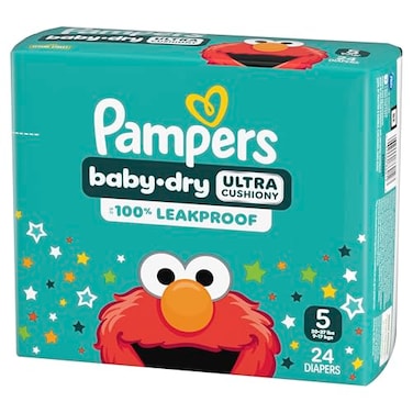 Pampers Diapers Baby Dry Size 5 24 Count Absorbent Disposable Infant Diaper Packaging May Vary
