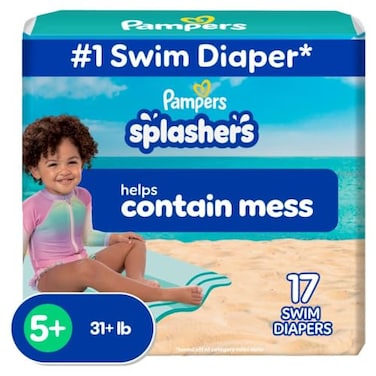 Pampers Swim Diapers Splashers Size 5 17 Count GapFree Disposable Baby Swimming Pants