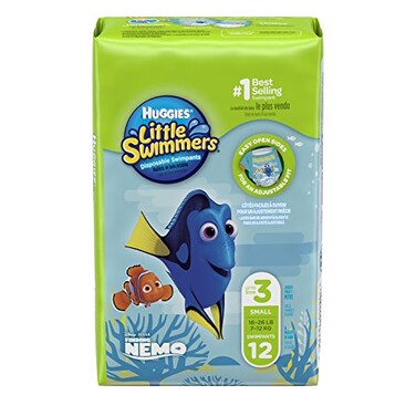 HUGGIES Little Swimmers Disposable Swim Diapers Size 3 Small 12 Count