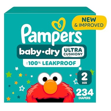 Pampers Diapers Baby Dry Size 2 234 Count Absorbent Disposable Infant Diaper Packaging May Vary