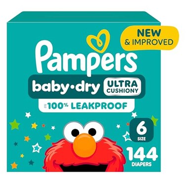 Pampers Diapers Baby Dry Size 6 144 Count Absorbent Disposable Infant Diaper Packaging May Vary