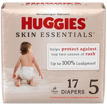 Huggies Size 5 Diapers Skin Essentials Baby Diapers Size 5 27 lbs 17 Count Packaging May Vary