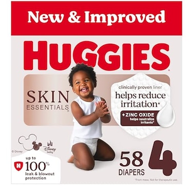Huggies Size 4 Diapers Skin Essentials Baby Diapers Size 4 2237 lbs 58 Count Packaging May Vary