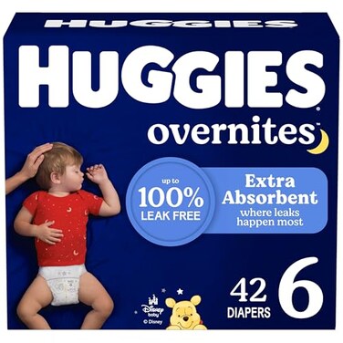 Huggies Overnites Size 6 Overnight Diapers 35 lbs 42 Ct Packaging May Vary