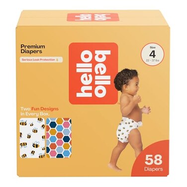 Hello Bello Premium Diapers Size 4 2237lbs Busy Bees Hive Five Designs 58ct Club Box