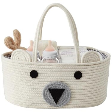 DECOMOMO Teddy Bear Basket Diaper Caddy Basket Baby Baskets for Baby Shower Animal Large