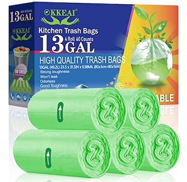 OKKEAI Large Garbage Bags 13 Gallon Tall Kitchen Green Trash Bags 49 Liter Bin Liners for Lawn YardHomeOffice60 Counts Fits 1015 Gallon Bins