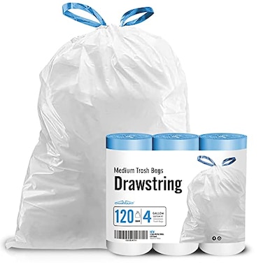 Charmount 4 Gallon Trash Bag Drawstring Small Trash Bags for Bathroom Kitchen Office and Bedroom Unscented 120 Count Upgraded Individual Design