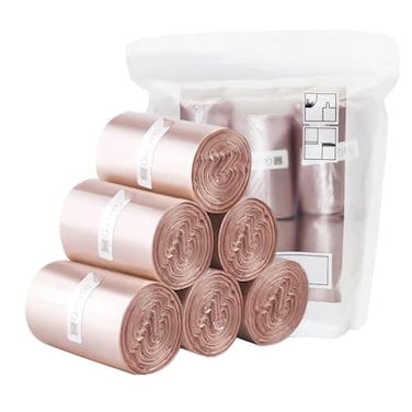 HW HW 240 Counts Strong Trash Bags05 Gallon Mini Garbage Bags for Small Trash CanDesktop Trash BinFit 2 Liters or Less Trash Can6 RollsRose Gold