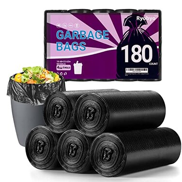Ryobyo Black Small Trash Bags Protect Your Privacy Ultra Thick 4 Gallon Trash Bag Unscented Small Garbage Bags for Kitchen Bathroom Bedroom Office Camping 180 Counts