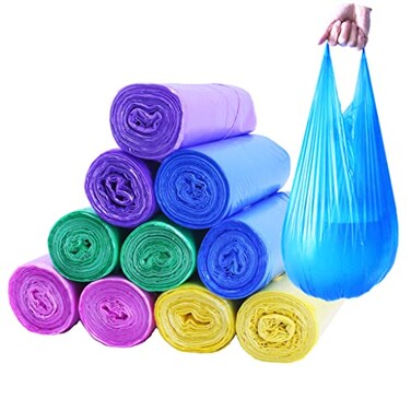 BAIYEUSO 200 Count 4 Gallon Trash Bags Small Colorful Garbage Bags with Handle for Home Office Bathroom Trash Can