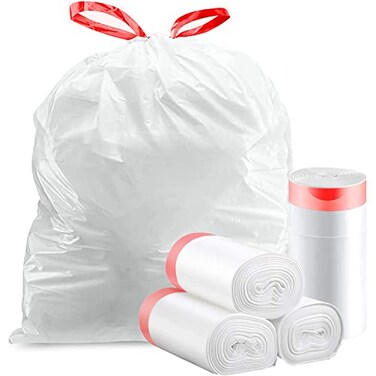 Wifpme Small Trash Bag 26 Drawstring Garbage Bags Bathroom Trash can Liners 10 Liters for Bedroom Bathroom Office Home 60 Counts