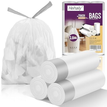 heihaily 26Gallon Trash Bags Heavy Duty Heihaily Drawstring Kitchen Garbage Bags for OfficeBathroom LeakProof Design Odor Control Technology Small Plastic Bags Clear60 Count