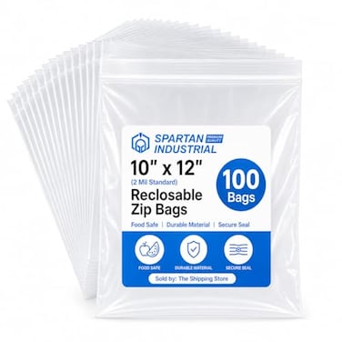 Spartan Industrial 10 X 12 100 Count Quart Clear Reclosable Zip Plastic Poly Bags with Resealable Lock Seal Zipper 2 Mil