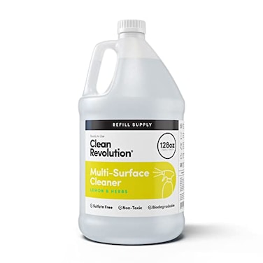 Clean Revolution Multi Surface Cleaner Refill Supply NonToxic EcoFriendly PlantBased Ready to Use Lemon Herbs 128 Fl Oz 1 Gallon