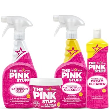 Stardrops The Pink Stuff Miracle Cleaning Ultimate Bundle Paste MultiPurpose Spray Bathroom Foam Spray and Cream Cleaner Ideal for Kitchens Bathrooms Outdoors and More