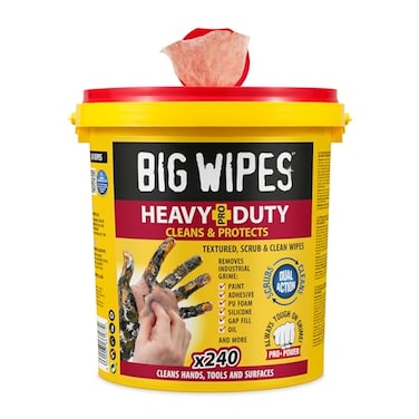 BIG WIPES Heavy Duty Industrial Hand Cleaning Wipes Textured Scrubbing Degreaser Wipes for Mechanics and Tool Cleaner 240 Count Bucket 1 Pack