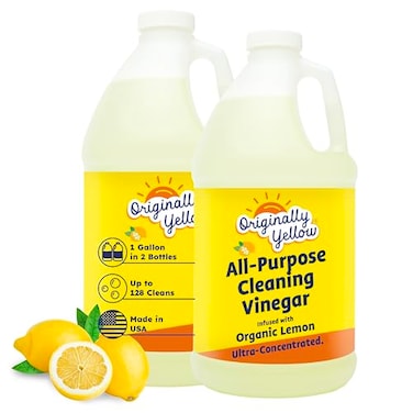 Originally Yellow Lemon White Vinegar For Cleaning Purpose USA Made All Purpose Cleaner Use as Glass Kitchen Floor Cleaner Plant Derived Cleaning Vinegar 1 Gallon in 2 pack 128 Oz