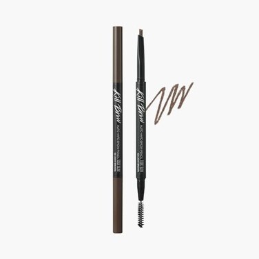 CLIO Kill Brow Auto Hard Eyebrow Pencil DualEnd Long Lasting Waterproof SmudgeResistant Spoolie Brush Sharpener 02 Light Brown