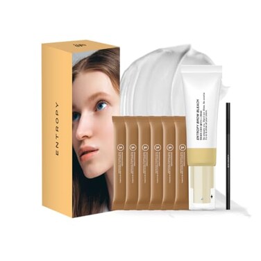 ENTROPY MAKE UP ENTROPY Eyebrow Bleach Kit AtHome Eyebrow Lightener with AmmoniaFree Formula Includes Powder Packs Cream Applicator Brush Up to 6 Uses Fast Brow Lightening