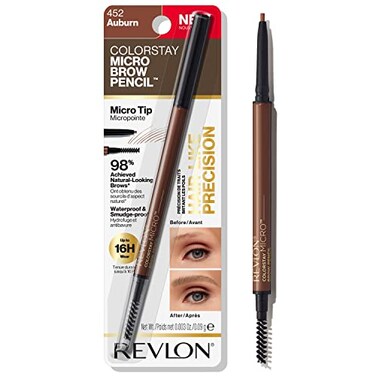Revlon ColorStay Micro Eyebrow Pencil with Built In Spoolie Brush Infused with Argan and Marula Oil Waterproof Smudgeproof 452 Auburn 0003 oz