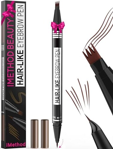 iMethod Microblading Eyebrow Pen Eyebrow Pencil Magical 2in1 DualEnded Eye Brow Pencils for Women with 4ForkTip Precise BrushTip Create Natural HairLike Brows Last AllDay Reddish Brown