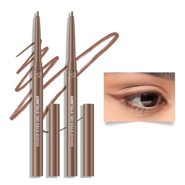 KYDA 2 Pcs Light Brown Gel Eyeliner Pencil Smooth Creamy Matte Eyeliner Retractable Crayon Eye Liner Lasting UltraPigmented Waterproof Smudgeproof