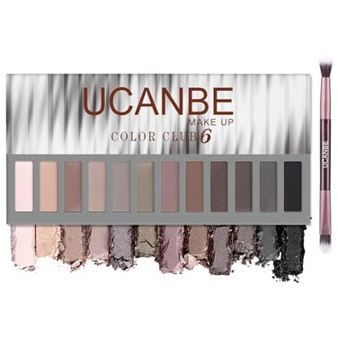 UCANBE 12 Color Eyeshadow Makeup Palette Neutral Matte Shimmer Nude Eye Shadow Make Up Pallet with Doubleended Brush Set Kit Highly Pigmented Long Lasting Waterproof