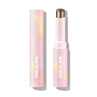 SHEGLAM Crystal Jelly Glaze Stick Eye Shadow Stick Eyeliner Brightener Pencil Crayon with Brush Easy to Blend Long Lasting Shimmer EyeshadowBronze Dust