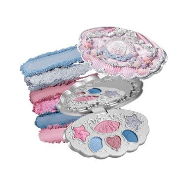 Flower Knows Shells Jewel 6Color Makeup PalettePink Blue Face Makeup Palette with 4 Matte 2 Shimmer ShadesBlendable Smooth Cute Make Up023 Oz02 Mermaids Tears