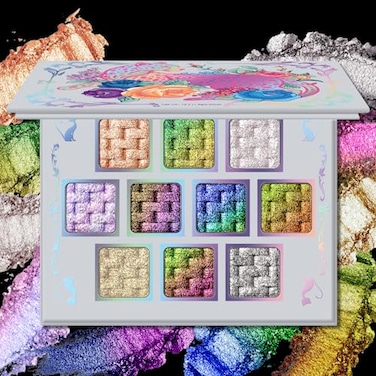 UCANBE Chameleon Multichrome Eyeshadow Palette 10 Colors Shifting Chromatic Sparkling Metallic Eye Shadow MultiUse Blendable Holographic Glitter Shimmer Eye Makeup Palllet Lunar Mirage